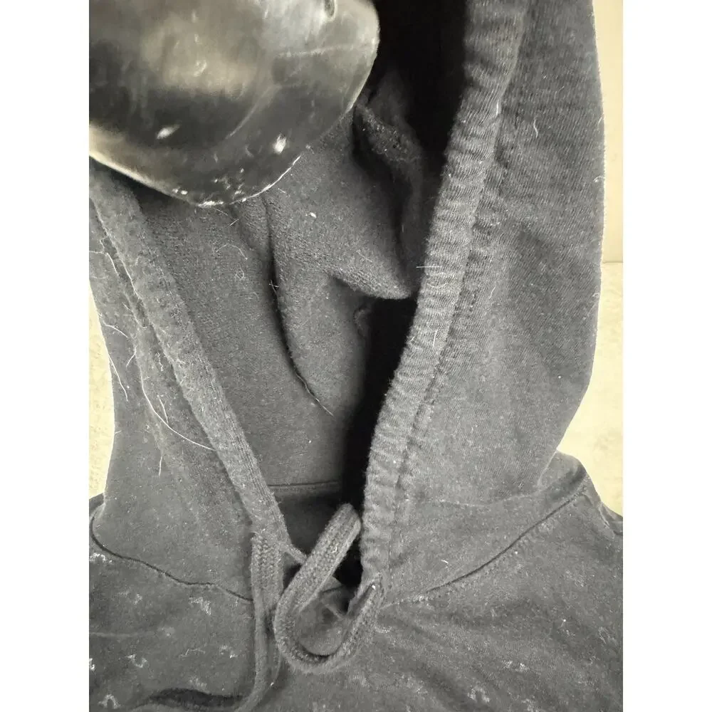 True Religion Men’s Medium Black Monogram Pullover Hoodie Horseshoe Logo
